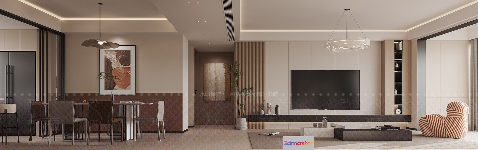 Modern Living Room 3D Model - 14069 - VRAY Render