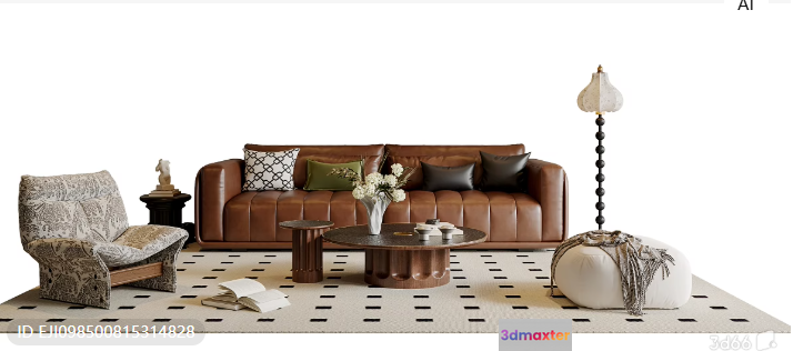 Modern Living Room 3D Model - 2515 - VRAY Render