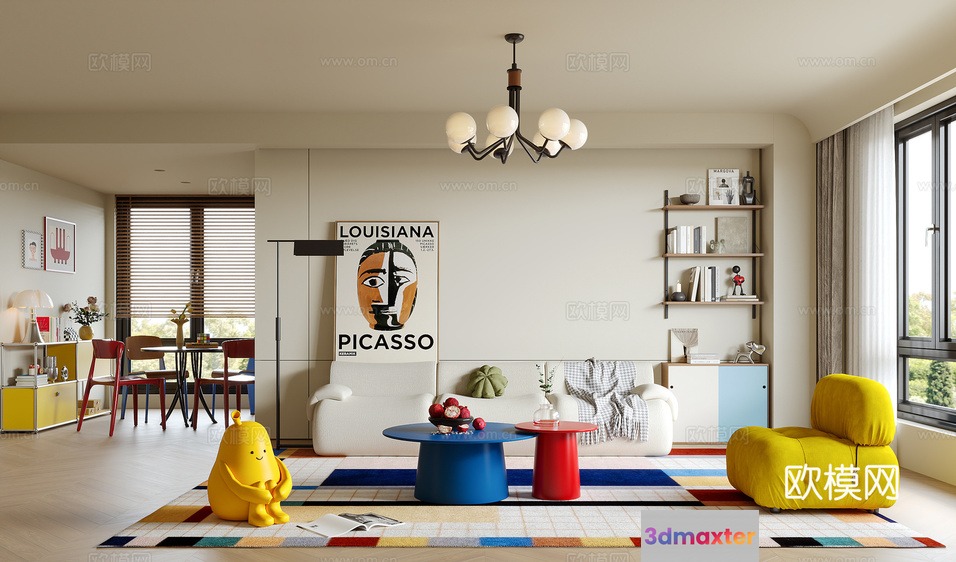 Modern Living Room 3D Model - 15302 - CORONA Render