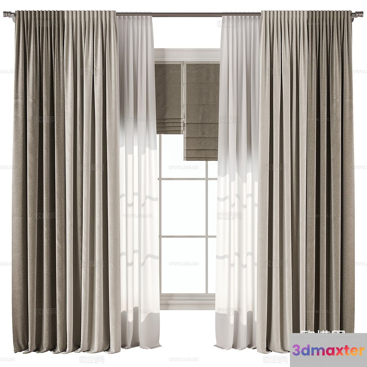 The Single Main Subject Is A Window With Curtains 3D Model - 11824 - VRAY Render