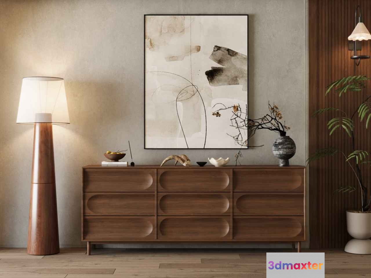 Mid-Century Modern Dresser 3D Model - 3947 - CORONA Render