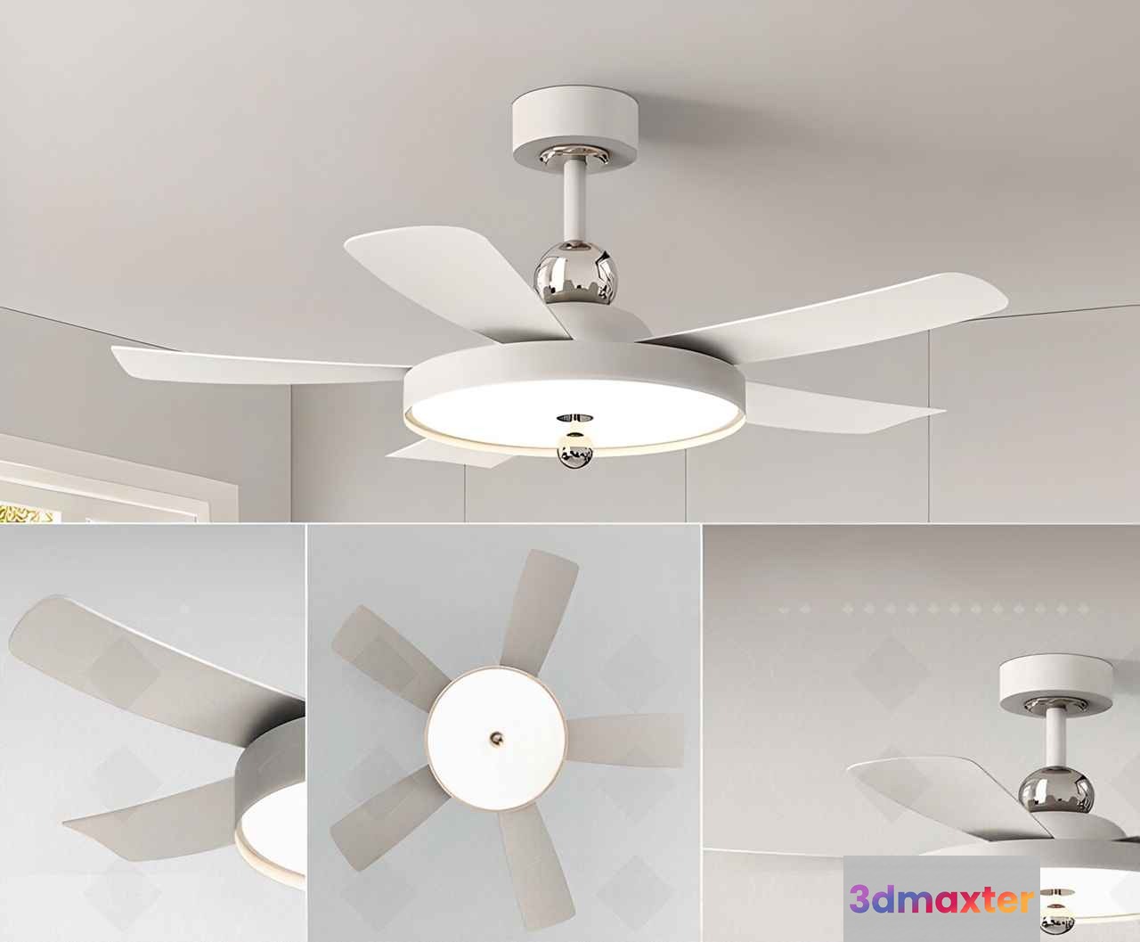 Modern Ceiling Fan 3D Model - 10448 - CORONA Render