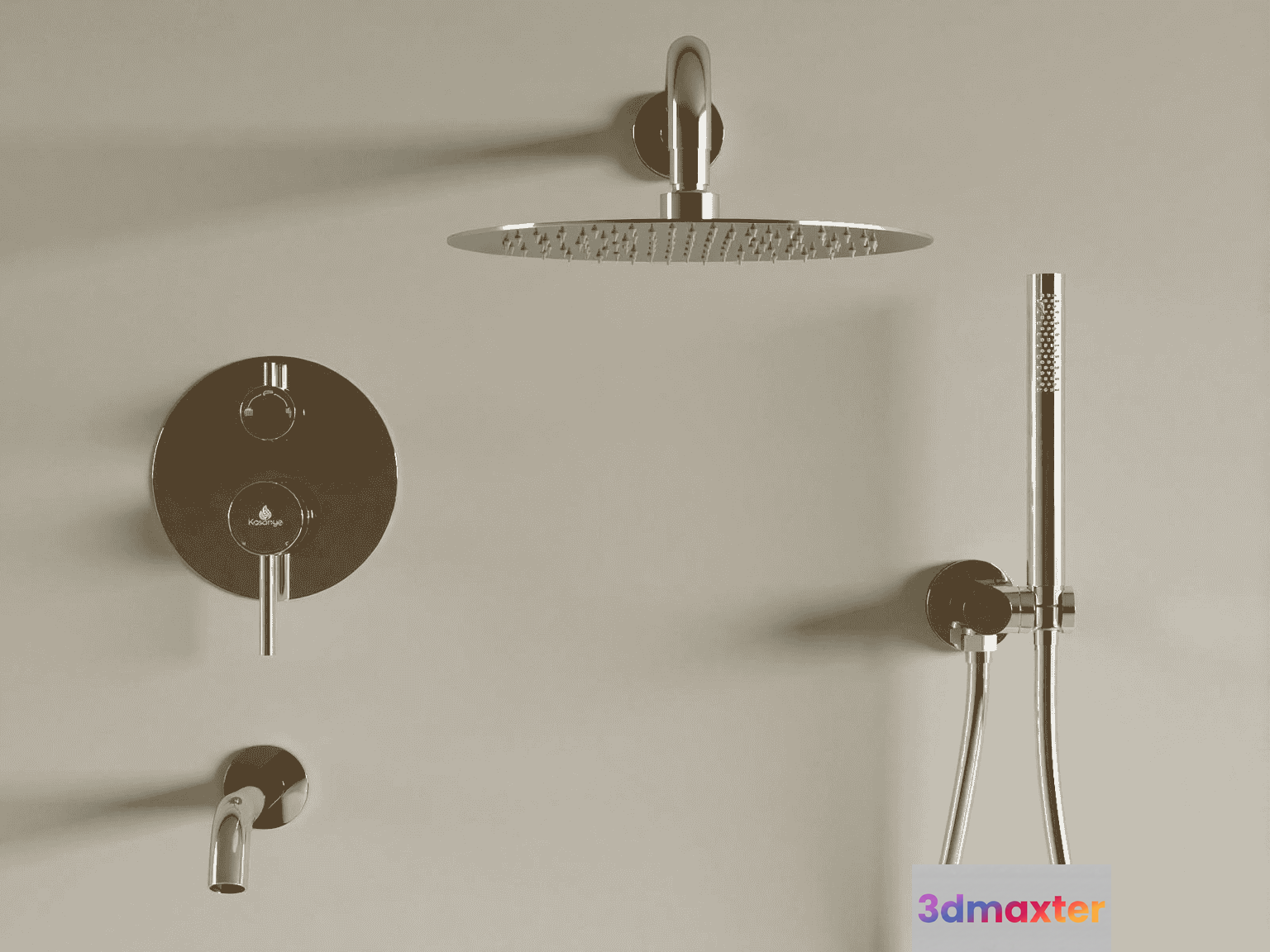 Modern Silver Shower 3D Model - 14138 - VRAY Render