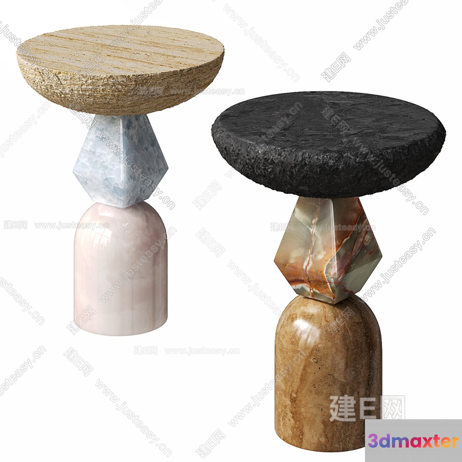 A Pair Of Stone Tables 3D Model - 3044 - CORONA Render