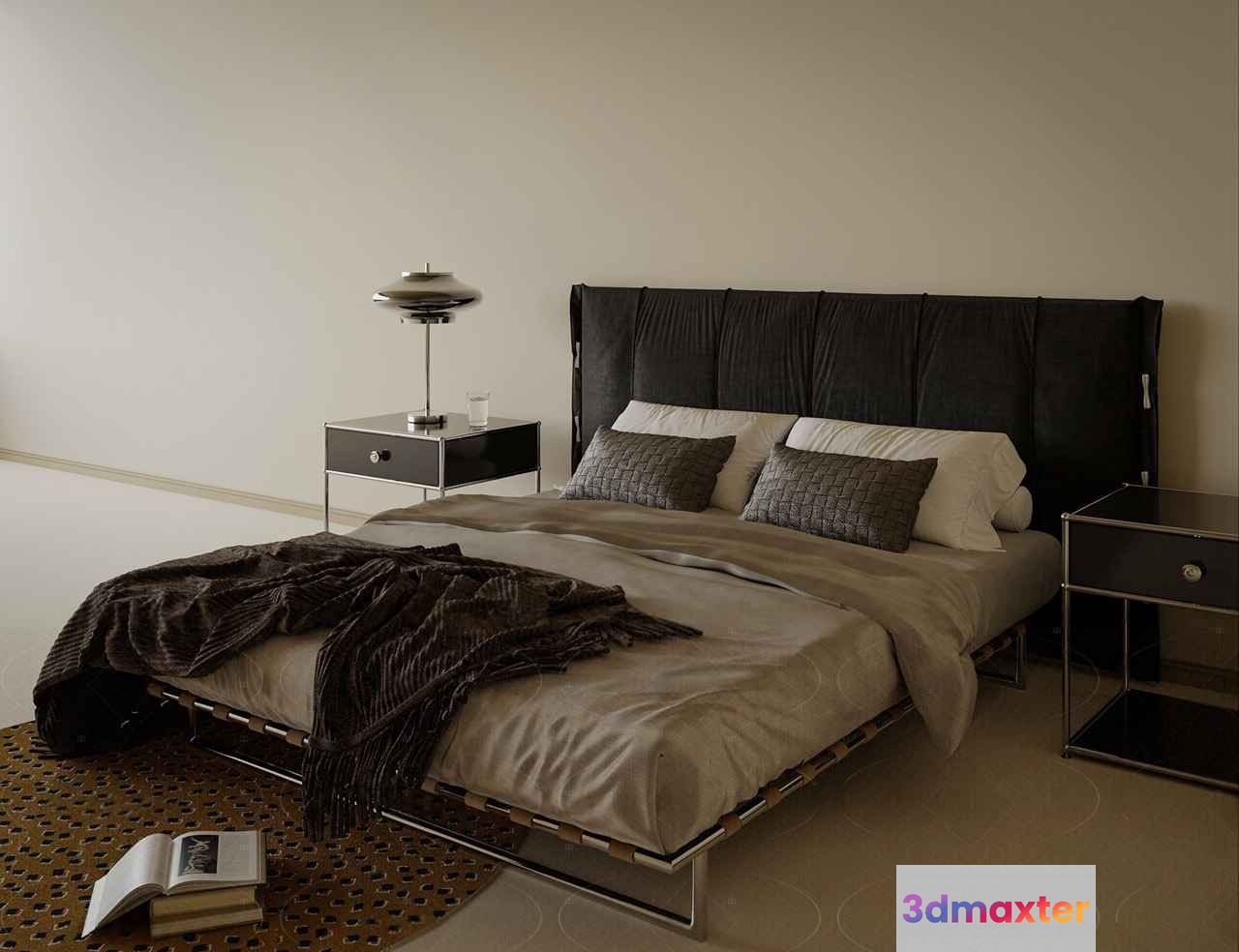 Modern Dark Bedroom 3D Model - 611 - CORONA Render