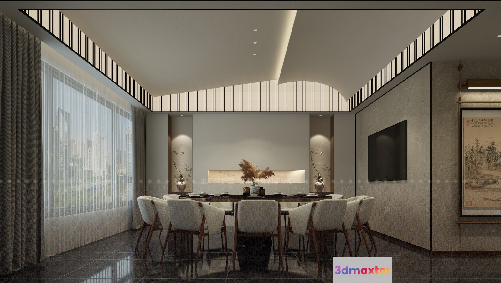 Modern Dining Room 3D Model - 7161 - VRAY Render
