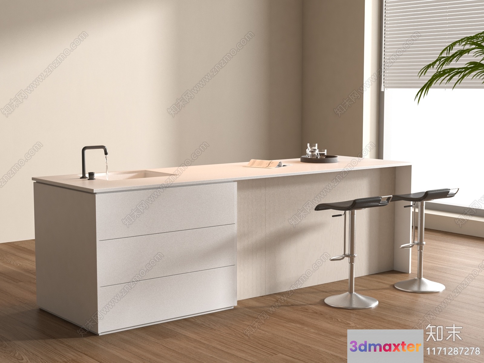Modern Kitchen Island 3D Model - 5990 - VRAY Render