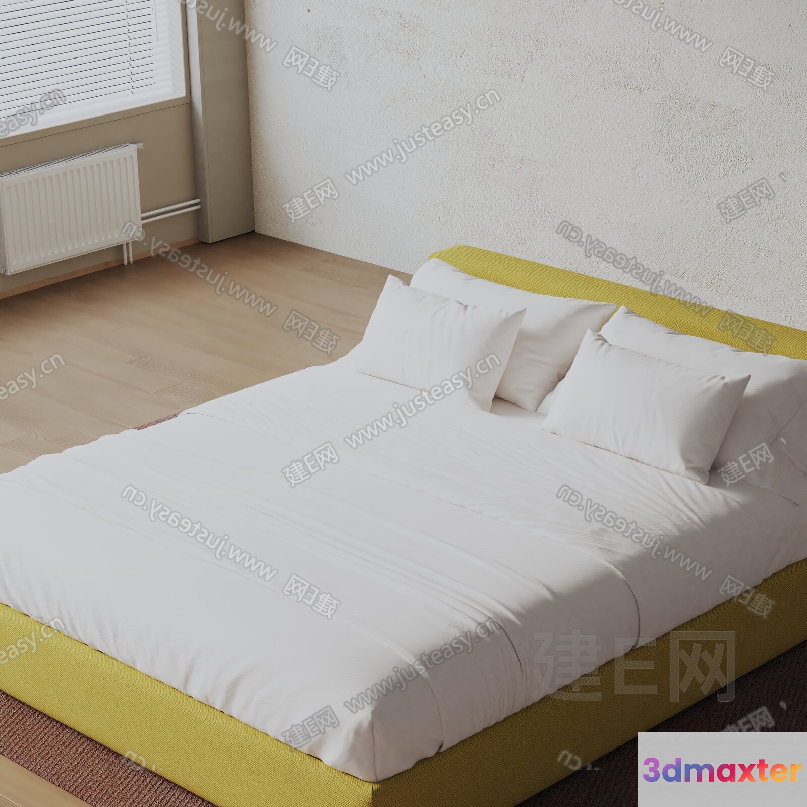 A White Bed 3D Model - 4090 - VRAY Render