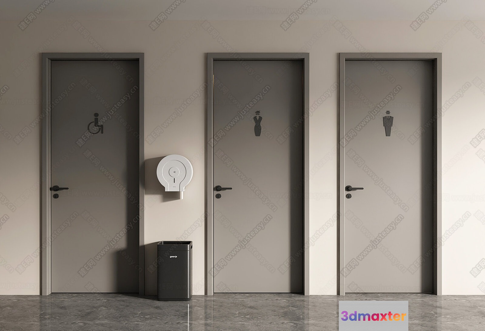 A Row Of Doors 3D Model - 23689 - VRAY Render