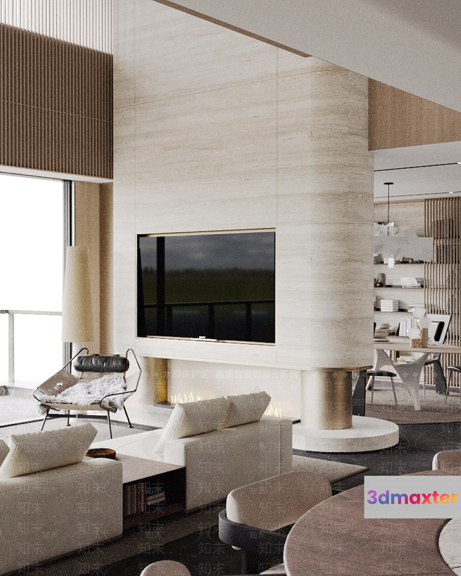 Modern Living Room 3D Model - 1413 - CORONA Render