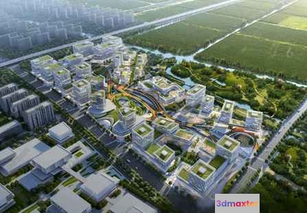 Aerial View Of A City 3D Model - 5589 - VRAY Render