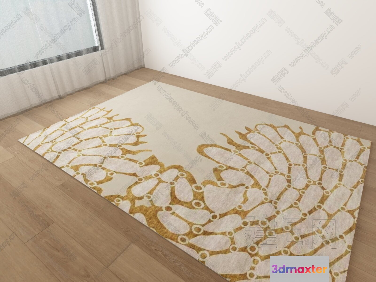 Gold And White Rug 3D Model - 12695 - VRAY Render