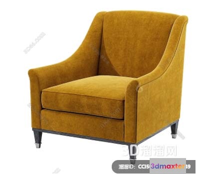Gold Armchair 3D Model - 12602 - VRAY Render