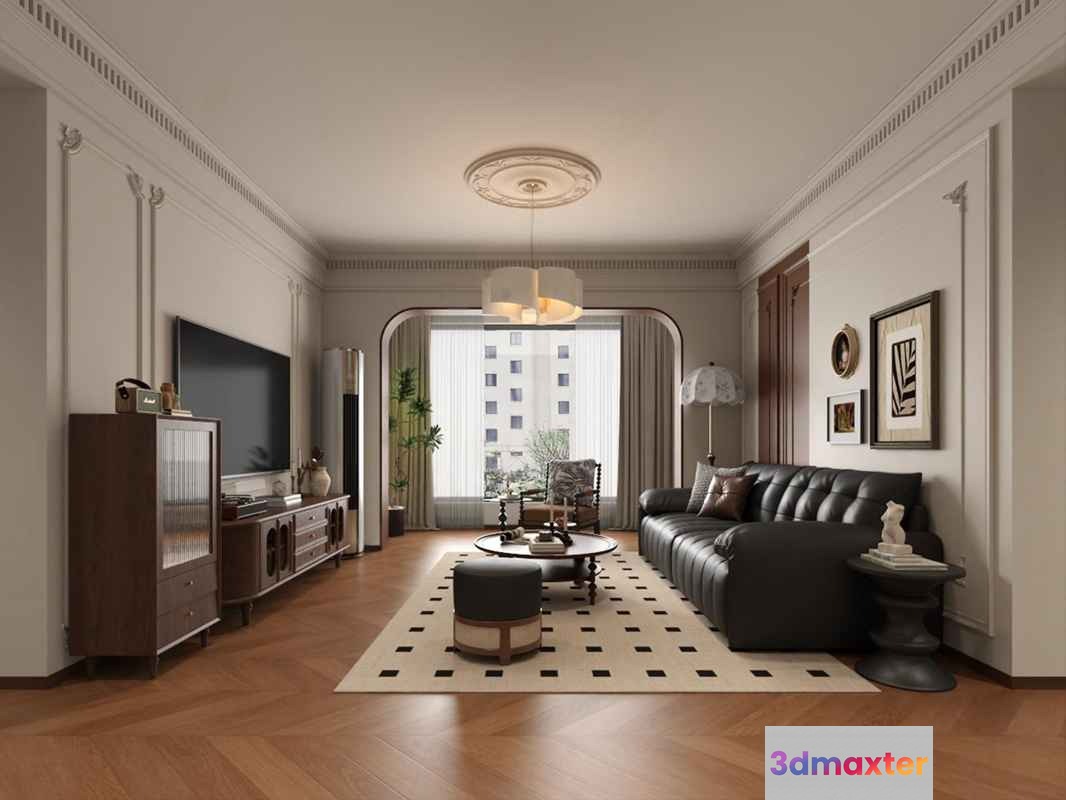 Modern Living Room 3D Model - 9095 - VRAY Render