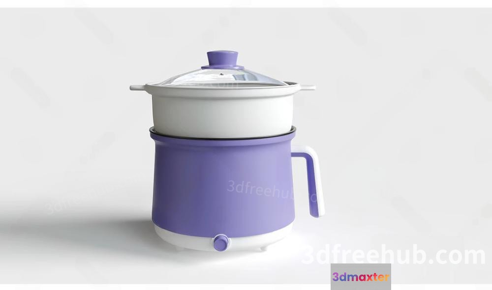 Purple Pot With Lid 3D Model - 18552 - VRAY Render