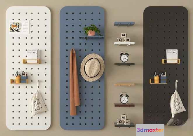 A Pegboard With Various Items Attached To It 3D Model - 6432 - VRAY Render