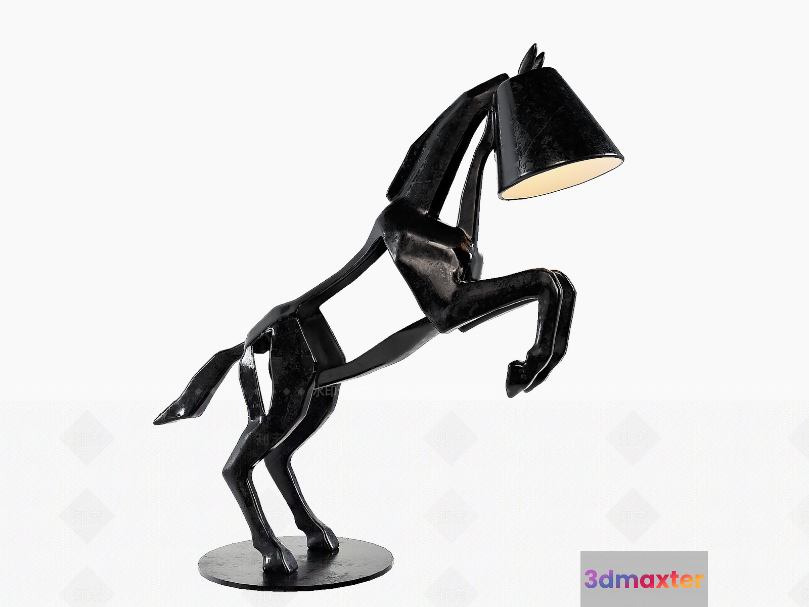A Black Horse-Shaped Lamp 3D Model - 3259 - VRAY Render