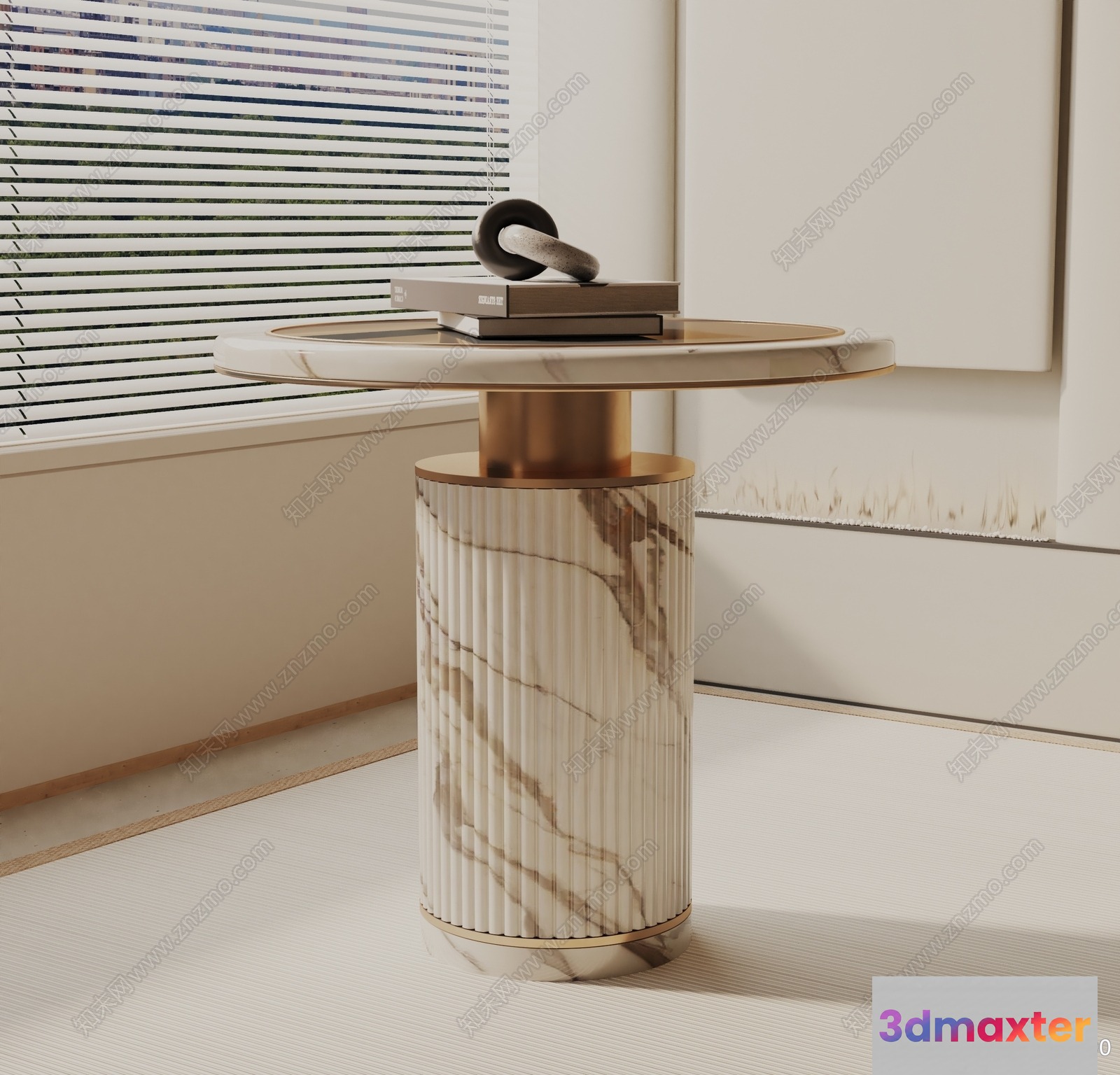 Modern White And Gold Table 3D Model - 5652 - VRAY Render