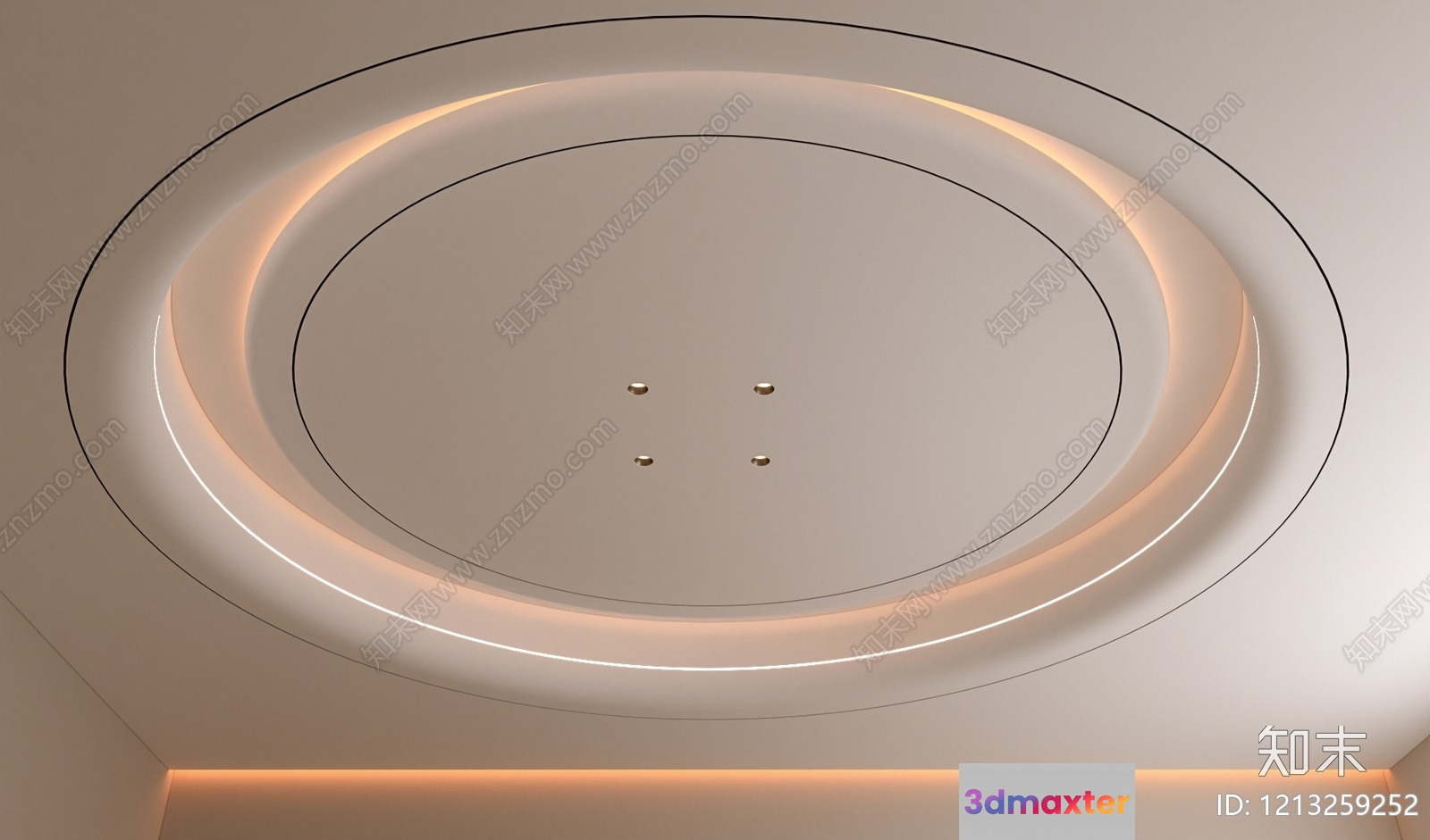 A Circular Ceiling Light Fixture 3D Model - 5361 - VRAY Render