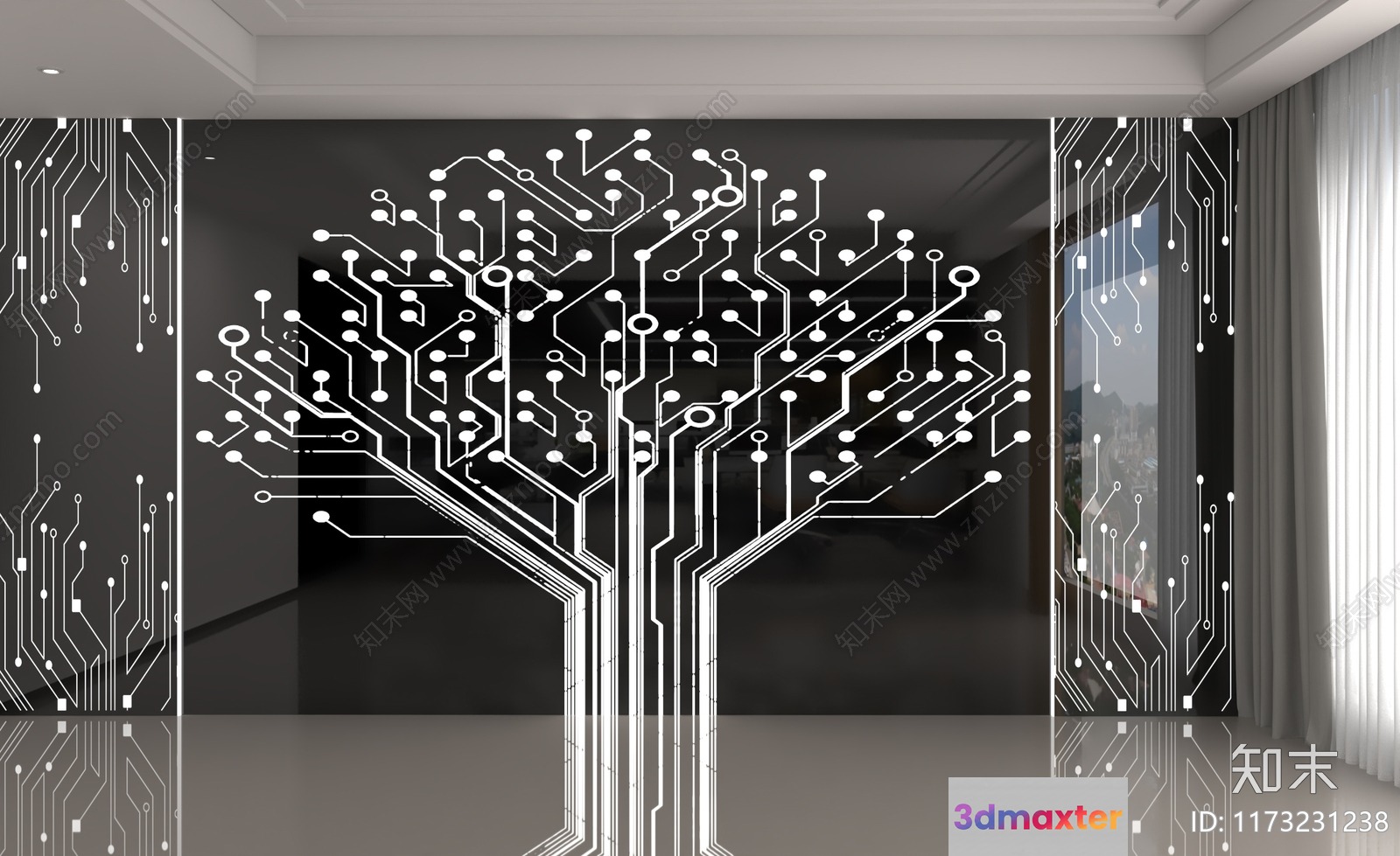 Modern Glass Wall Art 3D Model - 21018 - VRAY Render