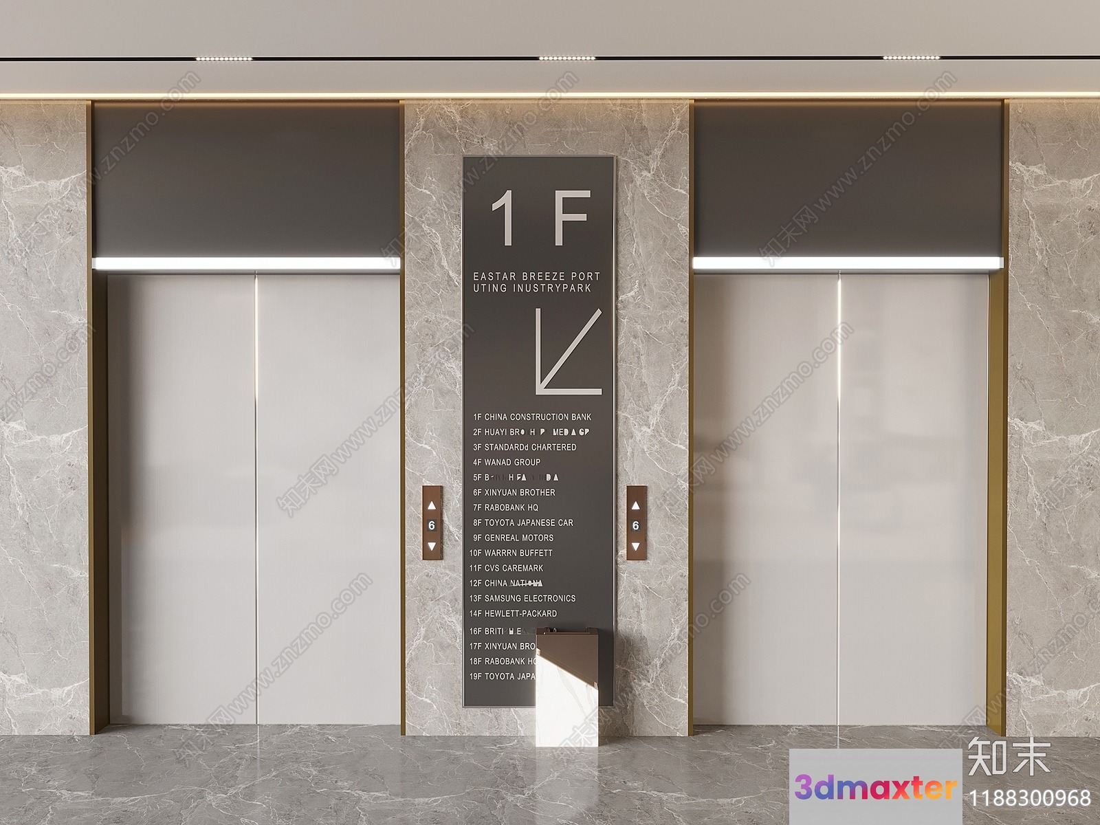 Modern Elevator Doors 3D Model - 4838 - VRAY Render