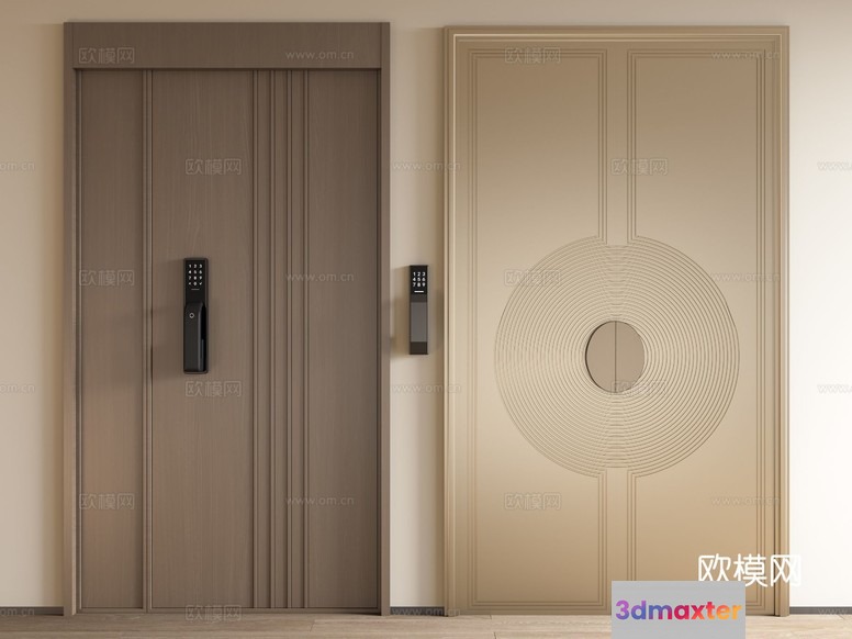 A Pair Of Doors With Digital Locks 3D Model - 12671 - VRAY Render