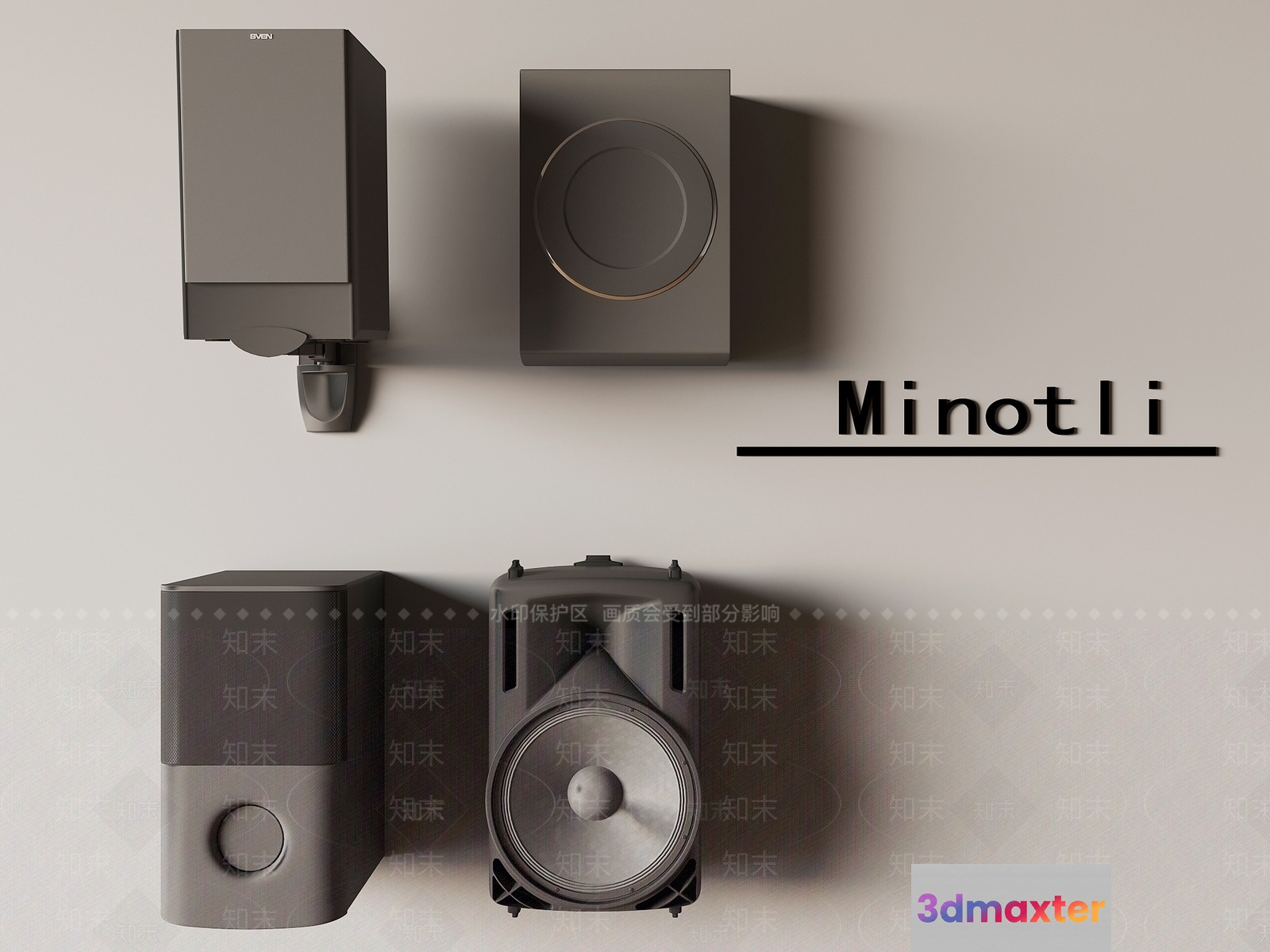 Grey Speaker System 3D Model - 20753 - VRAY Render
