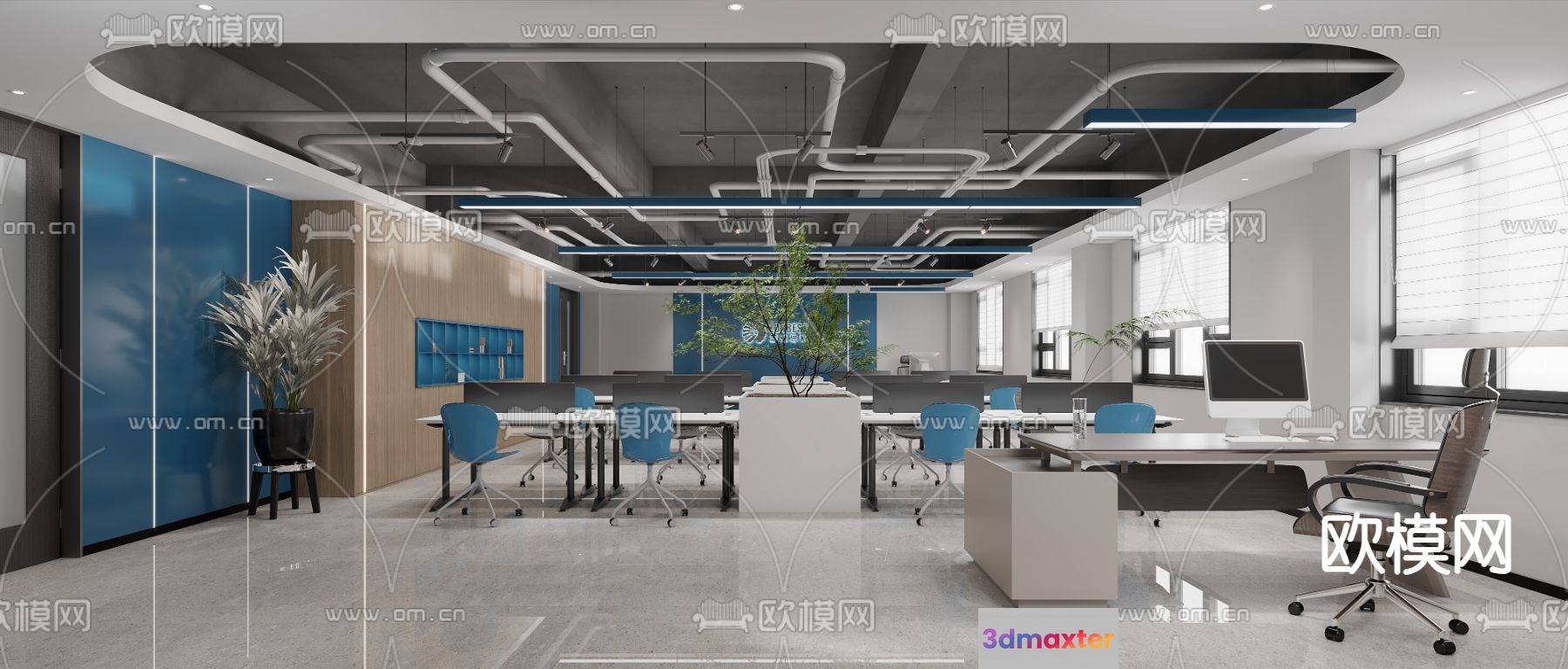 Modern Office Space 3D Model - 6064 - VRAY Render