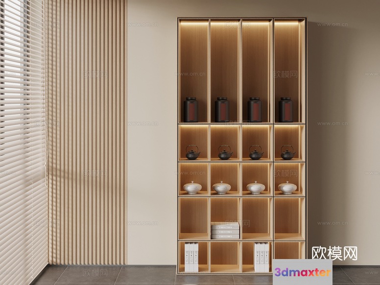 Wooden Shelving Unit 3D Model - 5091 - VRAY Render