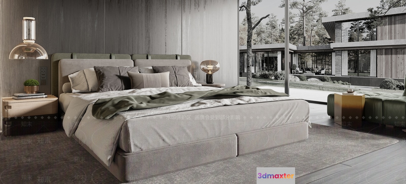 Modern Minimalist Bedroom 3D Model - 17408 - VRAY Render