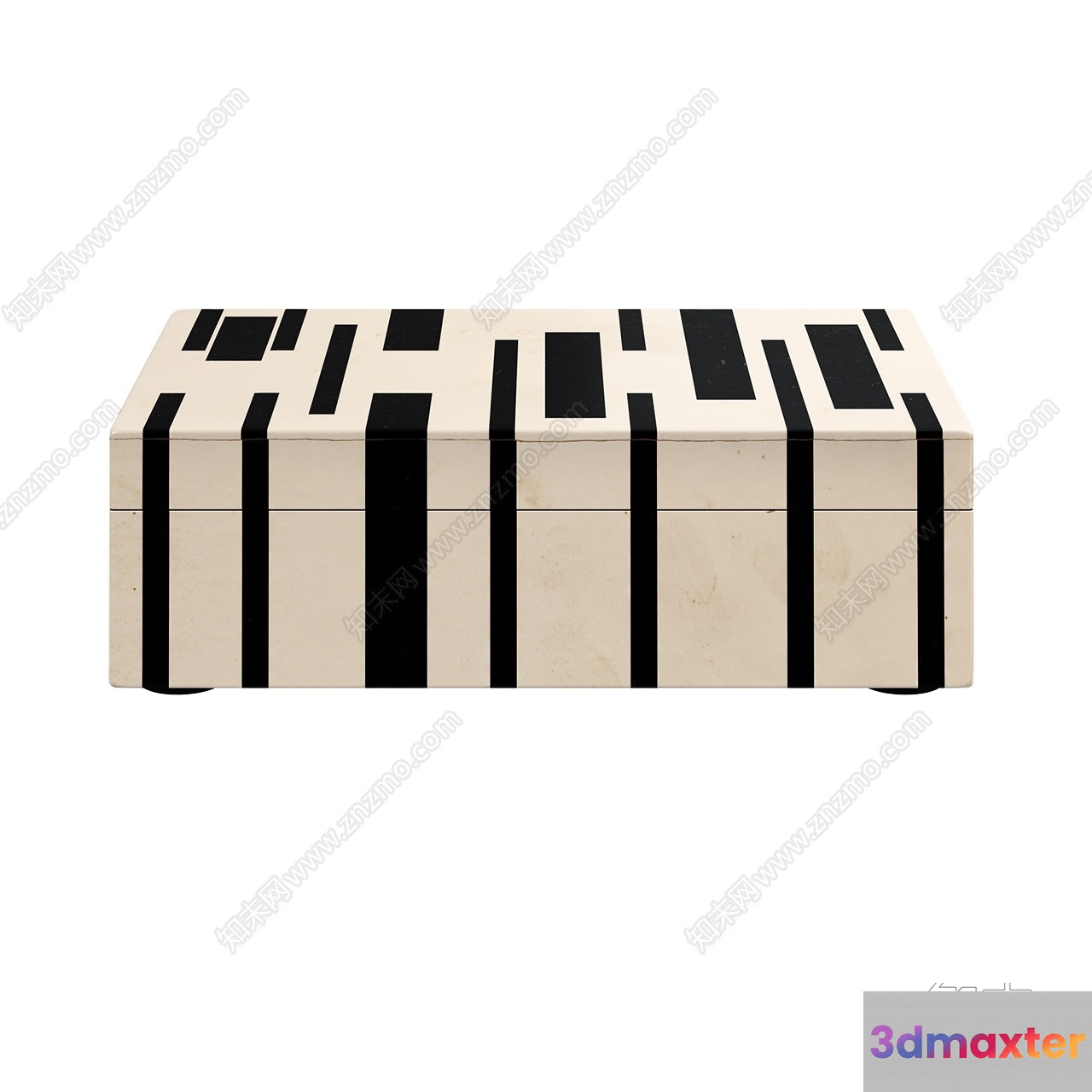 A Beige And Black Striped Box 3D Model - 9232 - VRAY Render