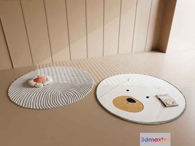 A Pair Of Round Rugs 3D Model - 11010 - CORONA Render