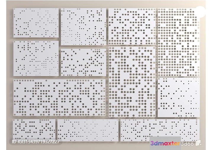 A Collection Of White Cards With Black Dots 3D Model - 8561 - VRAY Render