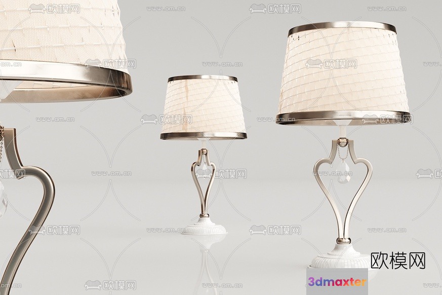 A White Lamp With A Heart-Shaped Base 3D Model - 3137 - VRAY Render