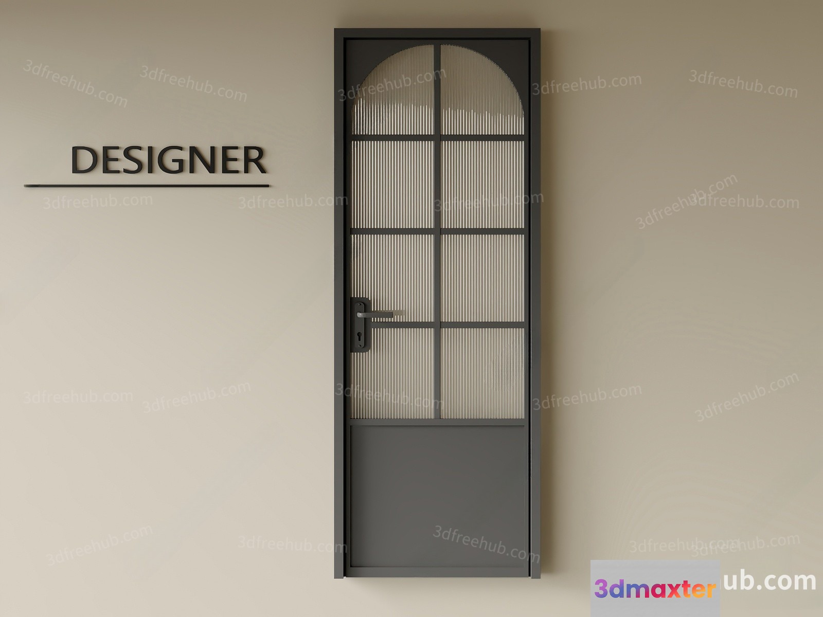 A 3D Rendering Of A Door With A Glass Panel 3D Model - 19160 - VRAY Render