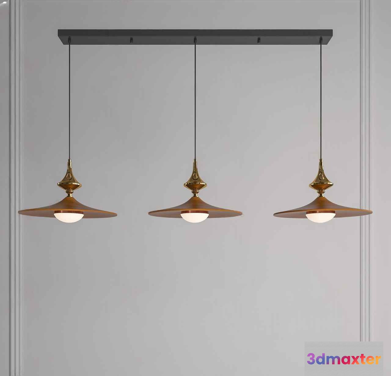 Three Light Fixtures With Gold Accents 3D Model - 1508 - VRAY Render