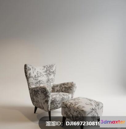 Floral Patterned Chair 3D Model - 14241 - VRAY Render