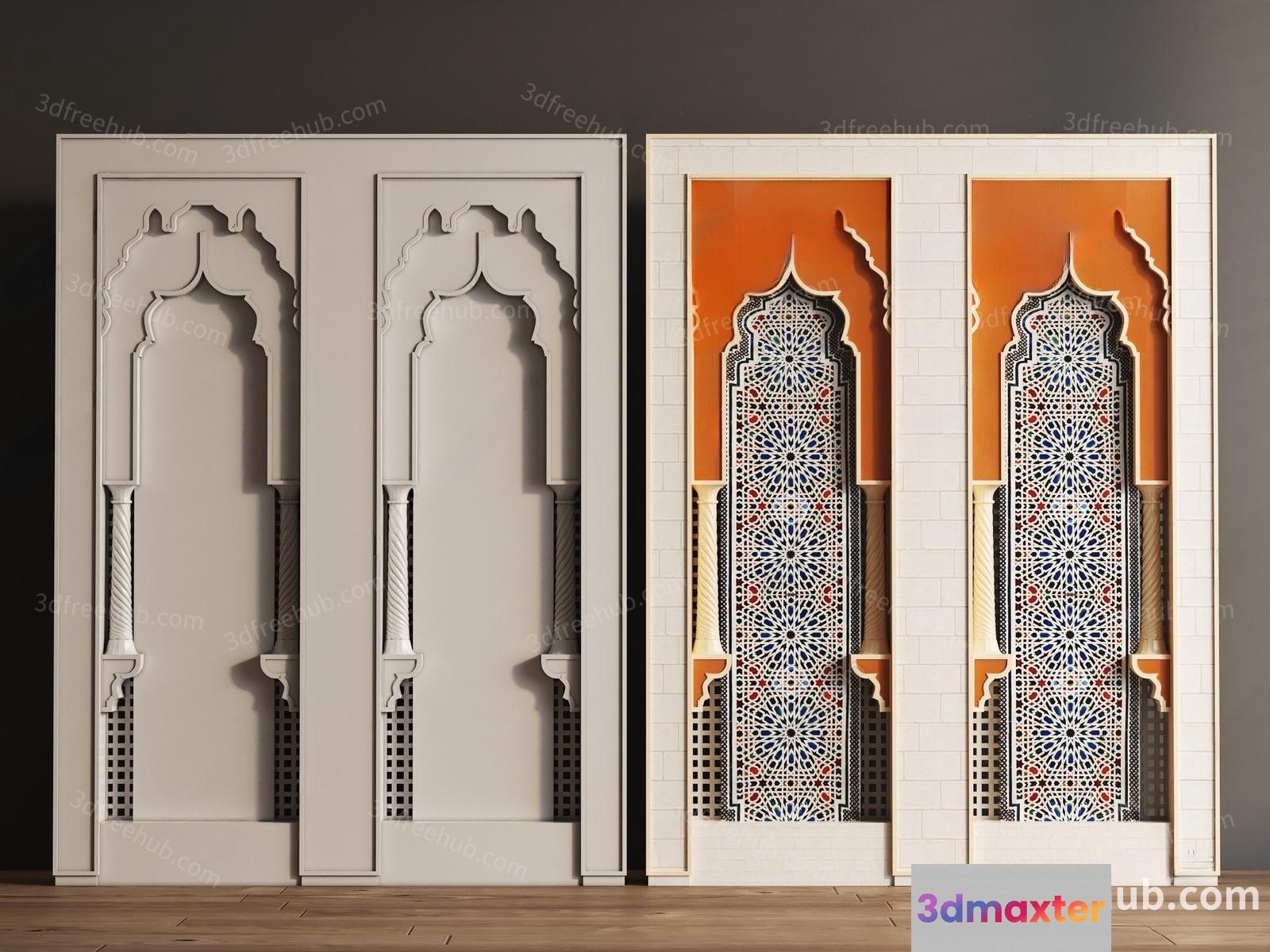 A Set Of Decorative Panels 3D Model - 7723 - VRAY Render