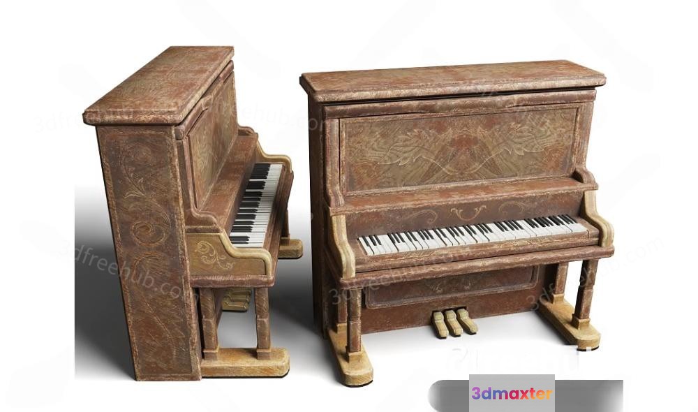 Old Brown Pianos 3D Model - 5860 - VRAY Render