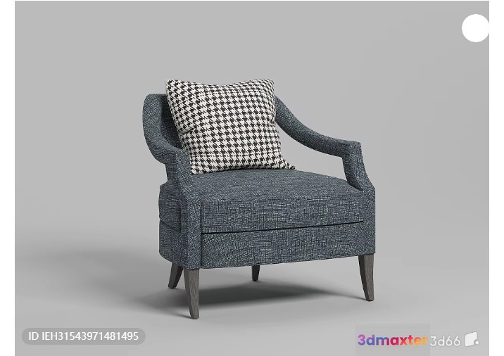 Grey Armchair With Houndstooth Cushion 3D Model - 1562 - VRAY Render