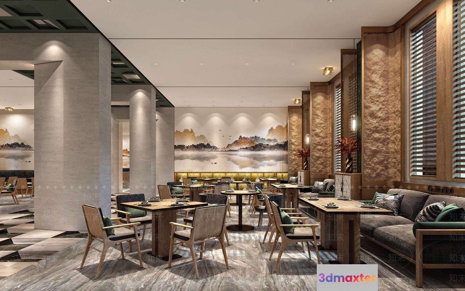 Modern Dining Room 3D Model - 4317 - VRAY Render