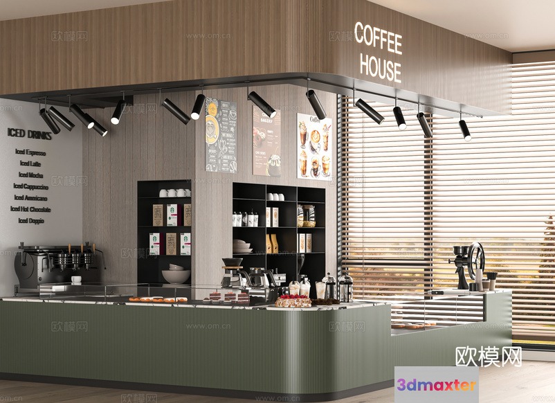 A Coffee Shop 3D Model - 18392 - VRAY Render