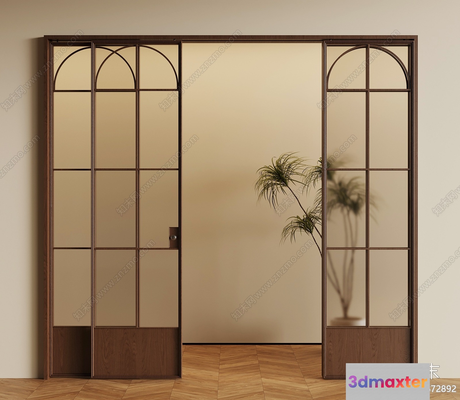 A Sliding Door With A Plant 3D Model - 6924 - VRAY Render