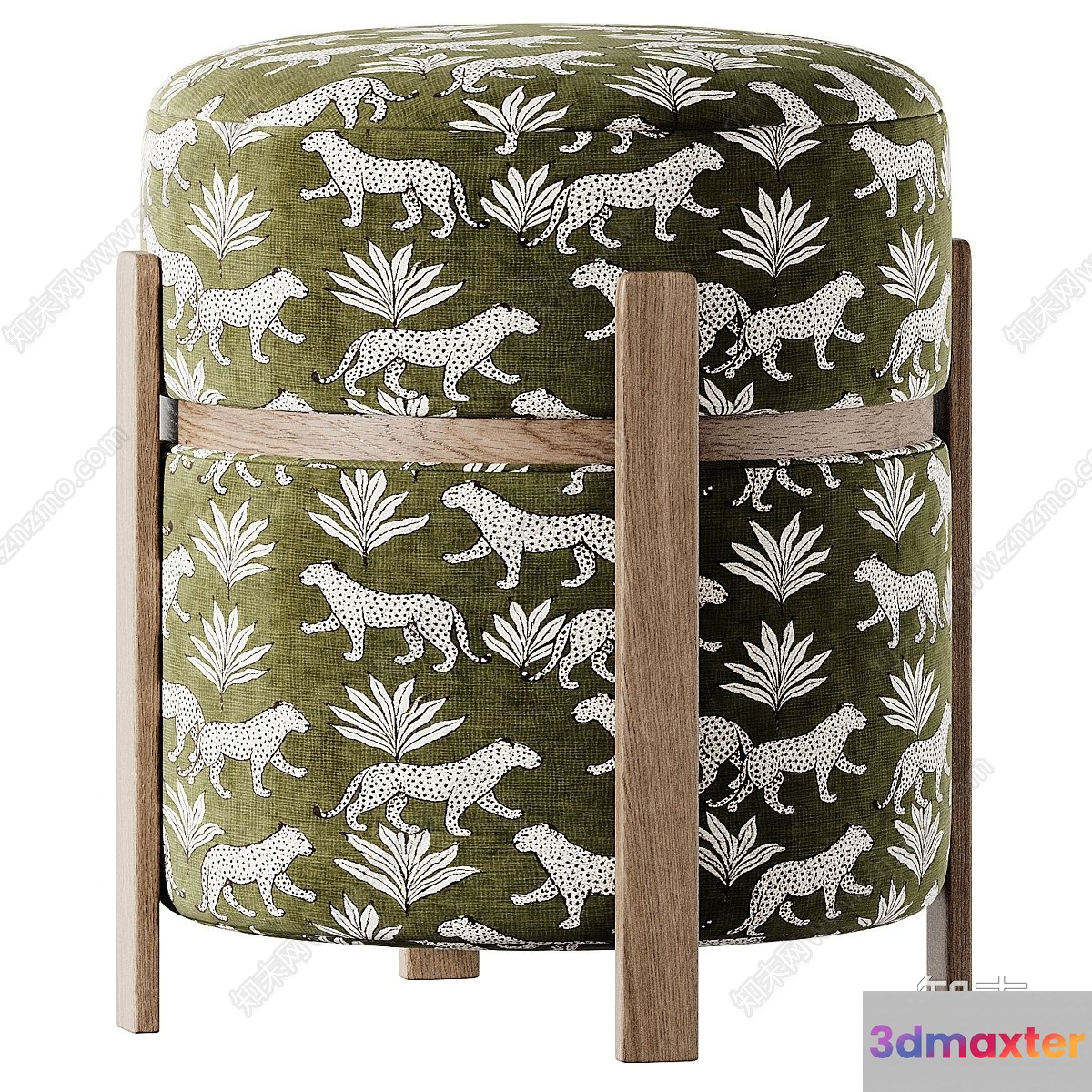 Modern Ottoman With Cheetah Print 3D Model - 23234 - VRAY Render