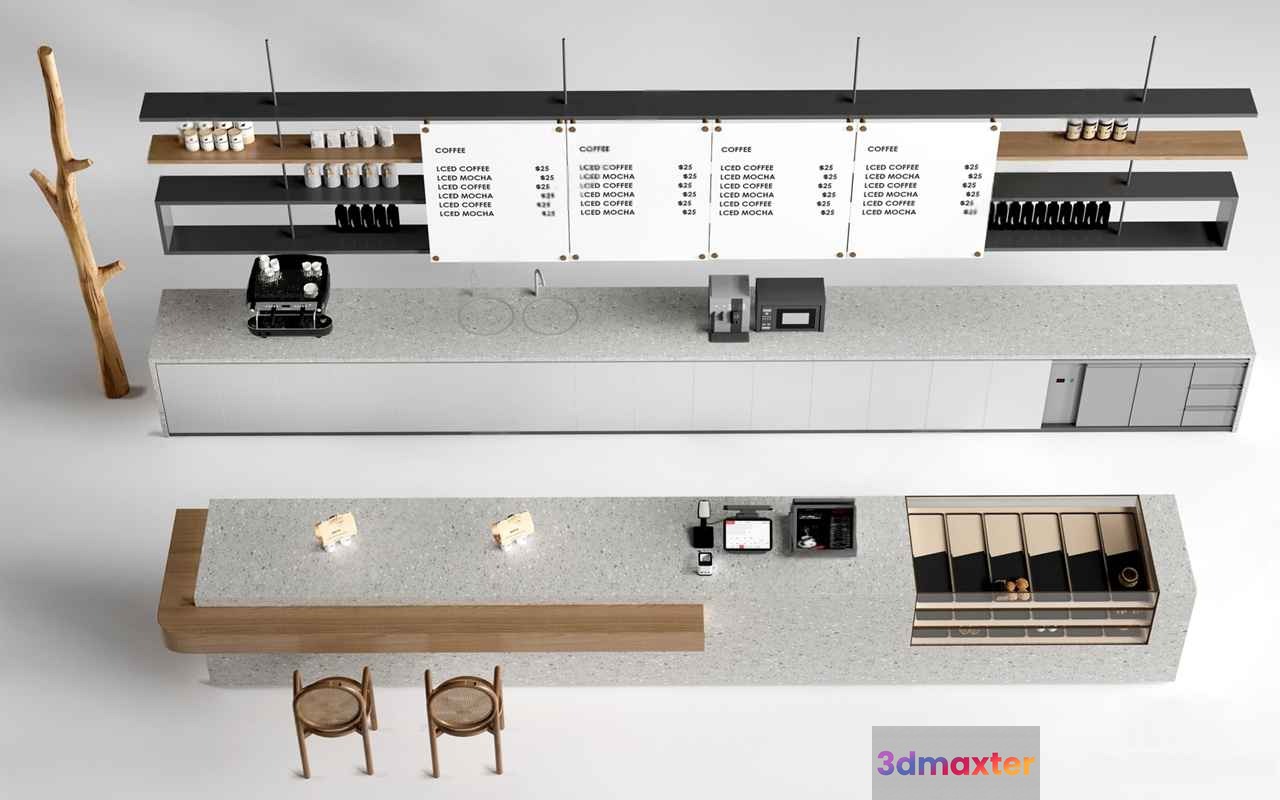 Modern Coffee Shop 3D Model - 242 - CORONA Render