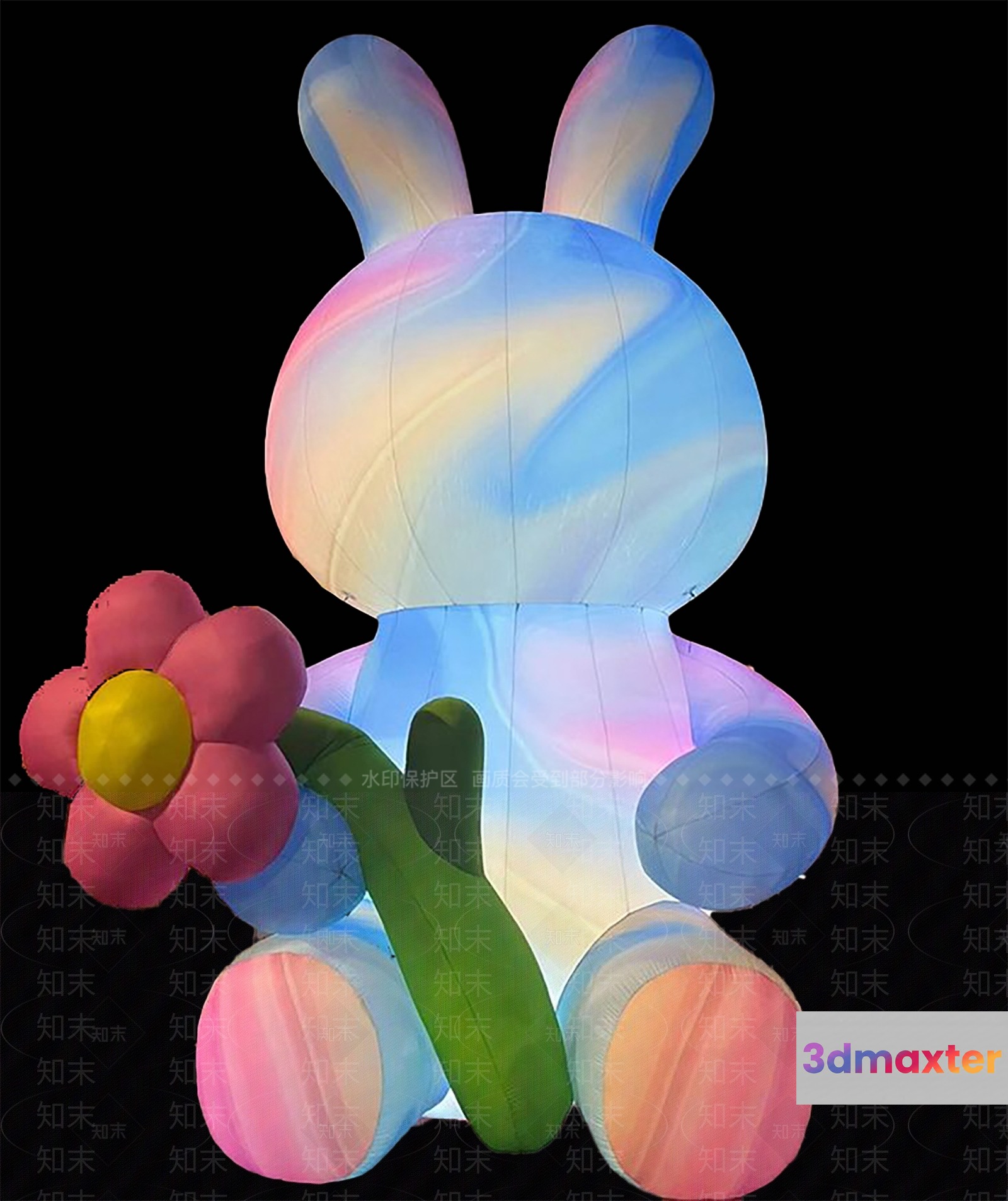 A Large Colorful Bunny Decoration 3D Model - 17733 - VRAY Render