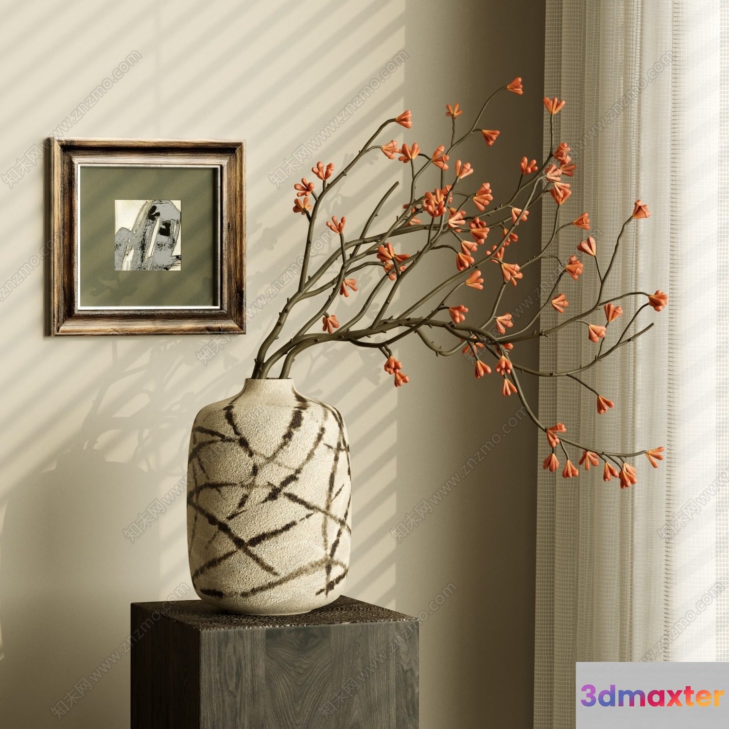 Modern Decorated Vase 3D Model - 6307 - VRAY Render