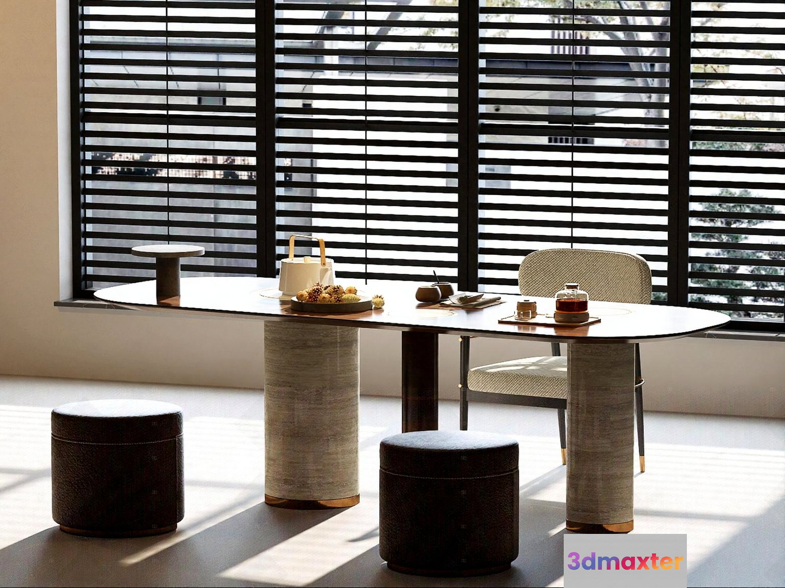 Modern Minimalist Dining Room 3D Model - 5614 - VRAY Render