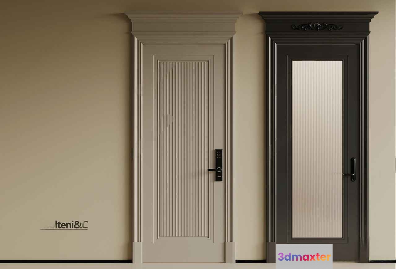 A White And Black Door 3D Model - 7061 - VRAY Render