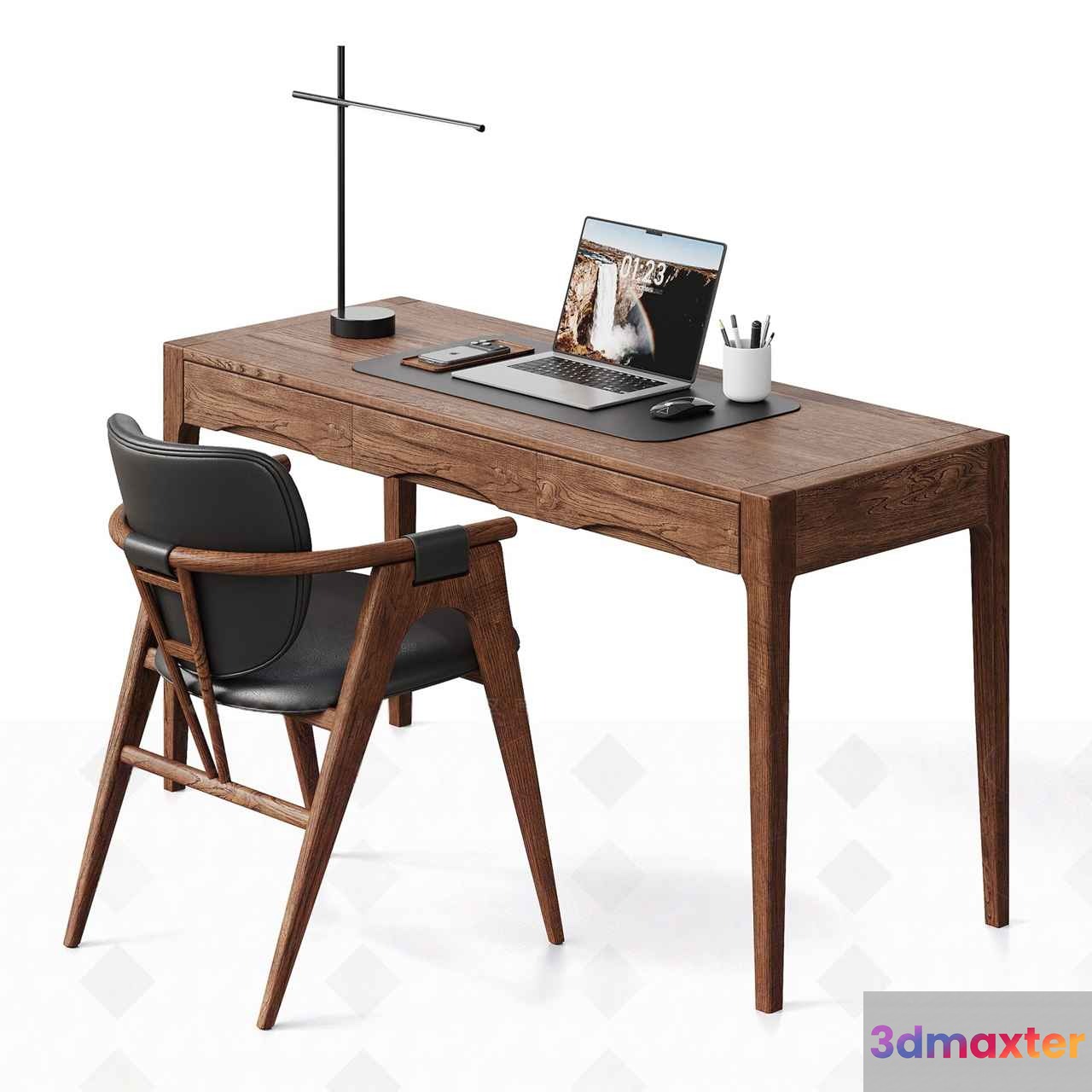 Modern Wooden Desk 3D Model - 14579 - VRAY Render